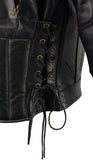 M-Boss Motorcycle Apparel BOS11510 Men’s ‘Speed’ Black Cowhide Leather Motorcycle Riding Jacket
