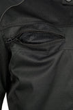 M Boss Motorcycle Apparel BOS11703 Men's Black Nylon and Mesh Motorcycle Racer Riding Jacket with Reflective Piping