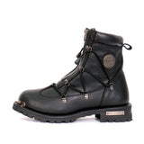 Hot Leathers Men's Black 7-Inch Leather Lace Up Boots with Zipper Closure BTM1009