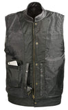 SOA Men’s Black Premium Leather Club Style Motorcycle Riding Vest BZ6210