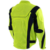 Xelement CF-6019-66 Men's 'Invasion' Neon Green Textile Motorcycle Jacket wit X-Armor Protection