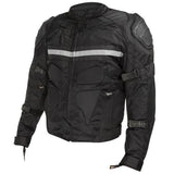 Xelement CF751 Men's 'Roll Out' Black Tri-Tex Motorcycle Jacket with X-Armor Protection