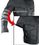 Xelement CF5050 Men's 'Morph' Black and Grey Tri-Tex Armored Jacket with Removable Sleeves