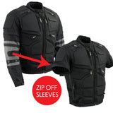 Xelement CF5050 Men's 'Morph' Black and Grey Tri-Tex Armored Jacket with Removable Sleeves