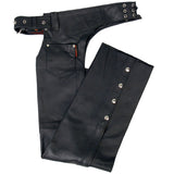 Hot Leathers CHM1001 Best Selling Black Fully Lined Unisex motorcycle Leather Biker Chaps