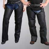 Hot Leathers CHM1001 Bestseller, komplett gefütterte schwarze Unisex-Motorrad-Chaps aus Leder für Biker