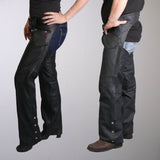 Hot Leathers CHM1001 Best Selling Black Fully Lined Unisex motorcycle Leather Biker Chaps