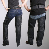 Hot Leathers CHM1001 Bestseller, komplett gefütterte schwarze Unisex-Motorrad-Chaps aus Leder für Biker