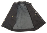 Club Vest CV3003LT Schwarze Motorrad-Jeansweste für Herren mit verdeckten Druckknöpfen und verstecktem Reißverschluss