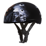 DOT Approved Daytona Motorcycle Half Face Helmet - Skull Cap Graphics for Men & Women, Scooters, ATVs, UTVs & Choppers - W/ Come Get 'Em