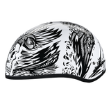 DOT Approved Daytona Motorcycle Half Face Helmet - Skull Cap Graphics for Men & Women, Scooters, ATVs, UTVs & Choppers - W/ Live Fast