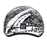 DOT Approved Daytona Motorcycle Half Face Helmet - Skull Cap Graphics for Men & Women, Scooters, ATVs, UTVs & Choppers - W/ Live Fast