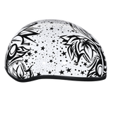 DOT Approved Daytona Motorcycle Half Face Helmet - Skull Cap Graphics for Men & Women, Scooters, ATVs, UTVs & Choppers - W/ Lovesee