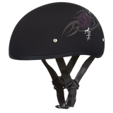 DOT Approved Daytona Motorcycle Half Face Helmet - Skull Cap Graphics for Men & Women, Scooters, ATVs, UTVs & Choppers - W/ Purple Rose