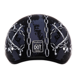 DOT Approved Daytona Motorcycle Half Face Helmet - Skull Cap Graphics for Men & Women, Scooters, ATVs, UTVs & Choppers - W/ Skull Chains