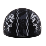 DOT Approved Daytona Motorcycle Half Face Helmet - Skull Cap Graphics for Men & Women, Scooters, ATVs, UTVs & Choppers - W/ Skull Chains