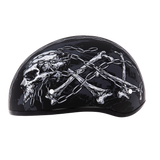 DOT Approved Daytona Motorcycle Half Face Helmet - Skull Cap Graphics for Men & Women, Scooters, ATVs, UTVs & Choppers - W/ Skull Chains