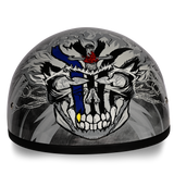 DOT Approved Daytona Motorcycle Half Face Helmet - Skull Cap Graphics for Men & Women, Scooters, ATVs, UTVs & Choppers - W/ Thunder