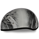 DOT Approved Daytona Motorcycle Half Face Helmet - Skull Cap Graphics for Men & Women, Scooters, ATVs, UTVs & Choppers - W/ Thunder