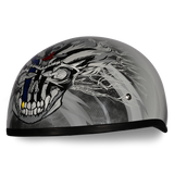 DOT Approved Daytona Motorcycle Half Face Helmet - Skull Cap Graphics for Men & Women, Scooters, ATVs, UTVs & Choppers - W/ Thunder