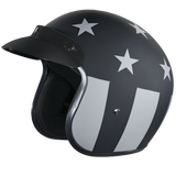 DOT Approved Daytona Cruiser Open Face Motorcycle Helmet - Men, Women & Youth - With Visor & Graphics - W/ Captain America Stealth