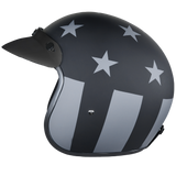 DOT Approved Daytona Cruiser Open Face Motorcycle Helmet - Men, Women & Youth - With Visor & Graphics - W/ Captain America Stealth