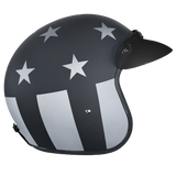 DOT Approved Daytona Cruiser Open Face Motorcycle Helmet - Men, Women & Youth - With Visor & Graphics - W/ Captain America Stealth