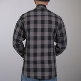 Hot Leathers FLM2001 Mens Black and Gray Long Sleeve Flannel Shirt