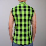 Hot Leathers FLM5002 Men’s Black and Green Sleeveless Cotton Flannel Shirt