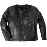 Hot Leathers JKM1011 Men's Black Biker Leather Motorcycle Jacket with Double Piping