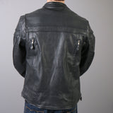 Hot Leathers JKM1011 Men's Black Biker Leather Motorcycle Jacket with Double Piping