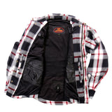 Hot Leathers JKM3001 Men's Motorcycle Red and White Armored Flannel Biker Jacket