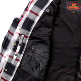 Hot Leathers JKM3001 Men's Motorcycle Red and White Armored Flannel Biker Jacket