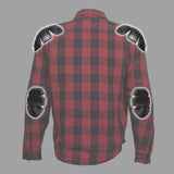 Hot Leathers JKM3003 Men's Motorcycle Red and Black Armored Flannel Biker Jacket