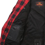 Hot Leathers JKM3003 Men's Motorcycle Red and Black Armored Flannel Biker Jacket