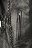 Milwaukee Leather LKL2710 Women's Classic Black Braided Motorcycle Jacket with Studded Back