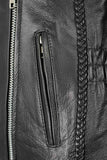 Milwaukee Leather LKL2710 Women's Classic Black Braided Motorcycle Jacket with Studded Back