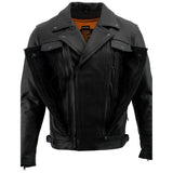 Milwaukee Leather LKM1720 Men's Black Premium Leather Motorcycle Vented Leather Jacket w/ Multi-Utility Pockets