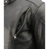 Milwaukee Leather LKM1765 Men's Black Leather Racer Style Side Laced Motorcycle Jacket w/ Ventilation System