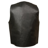 Milwaukee Leather LKM3700 Men's Black Leather Classic V-Neck Motorcycle Rider Vest w/ Buffalo Nickel Snaps Closure