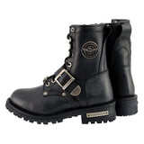 Milwaukee Leather MBL201 Women's Black Leather Lace-Up Motorcycle Rider Boots w/ Buckles