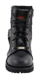 Milwaukee Leather Women's Black Leather 8-Inch Lace-Up Motorcycle Harness Boots with Side Zipper MBL9302