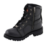 Milwaukee Leather Women's Black Leather 8-Inch Lace-Up Motorcycle Harness Boots with Side Zipper MBL9302