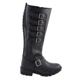 Milwaukee Leather MBL9395 Women's Black Leather 17-Inch Side Strap Riding Motorcycle Boots with Side Zipper