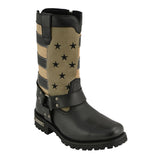 Milwaukee Leather MBL9363 Women’s Stars and Stripes Black with Tan Leather Motorcycle Rider Harness Boots
