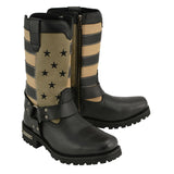 Milwaukee Leather MBL9363 Women’s Stars and Stripes Black with Tan Leather Motorcycle Rider Harness Boots
