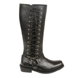 Milwaukee Leather MBL9365 Women's Classic Black Leather 14-Inch Harness Square Toe Tall Motorcycle Boots