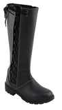 Milwaukee Leather MBL9370 Women's Black 17-Inch Lace Side Leather Boots with Contrast White Stitching