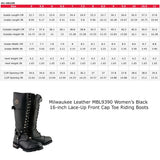 Milwaukee Leather MBL9390 Women’s Black 16-inch Lace-Up Front Cap Toe Motorcycle Riding Leather Boots
