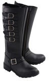 Milwaukee Leather MBL9395 Women's Black Leather 17-Inch Side Strap Riding Motorcycle Boots with Side Zipper